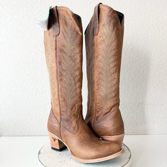 Lane JENTRY Knee High Womens Cowboy Boots 10 Brown Leather Western Cowgirl Tall - Picture 11 of 11